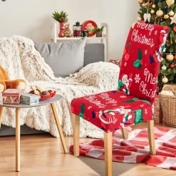 Merkloos Set Van 12-Kerst Stoelhoezen, Stoelhoes Feestelijke Cover Decoratie Beschermer Stoelhoes Party Restaurant Stoelhoes Sale