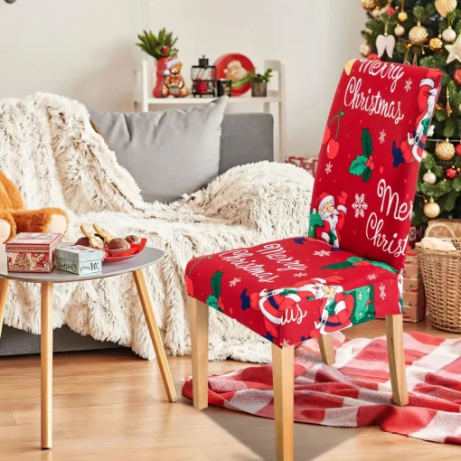 Merkloos Set Van 12-Kerst Stoelhoezen, Stoelhoes Feestelijke Cover Decoratie Beschermer Stoelhoes Party Restaurant Stoelhoes Sale