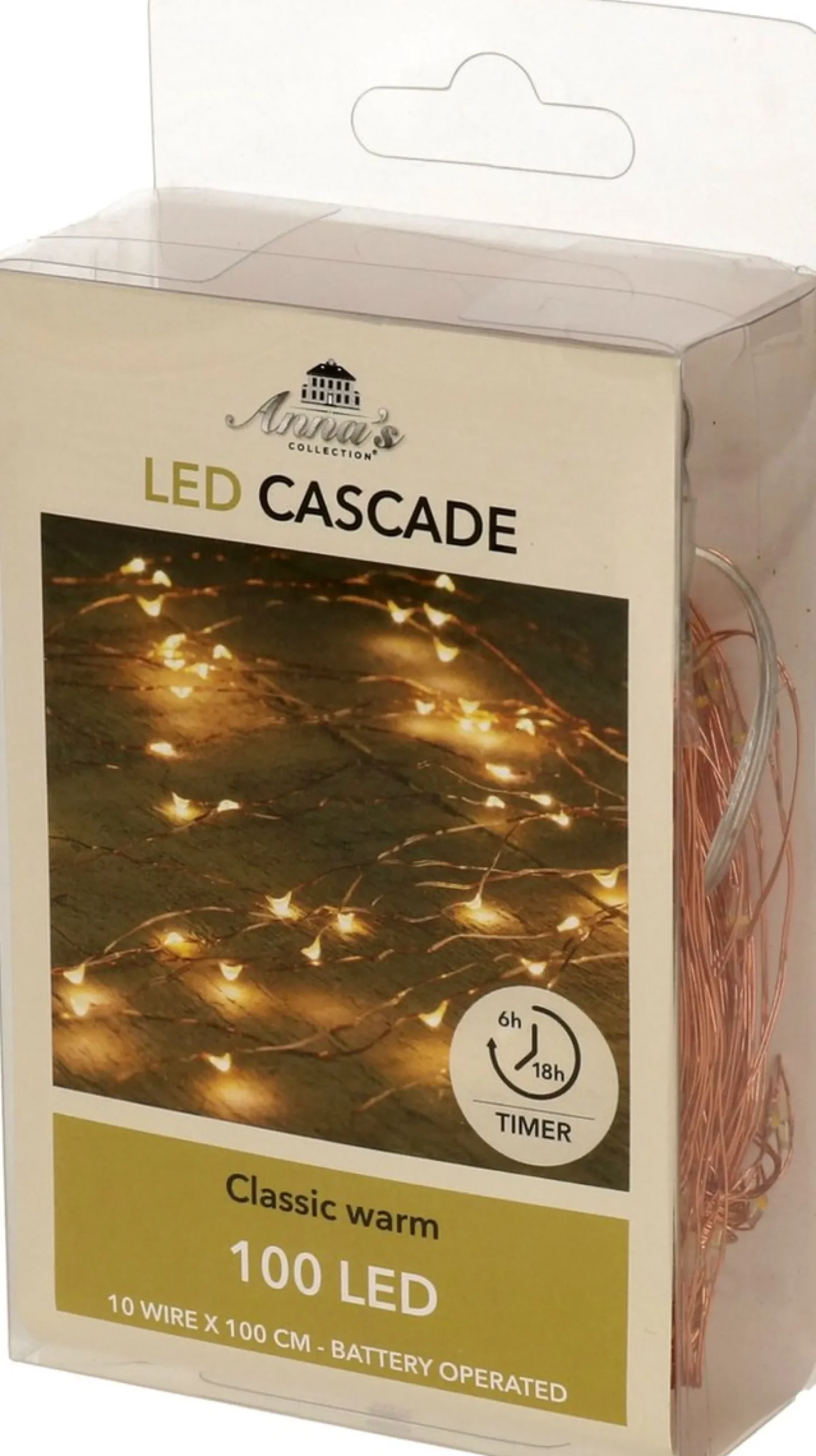 Anna's Collection Set Van 2X Stuks Cascade Draadverlichting Lichtsnoer Met 100 Lampjes Warm Wit Met 10 Lichtdraden - Kerstverlichting Clearance