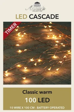 Anna's Collection Set Van 4X Stuks Cascade Draadverlichting Lichtsnoer Met 100 Lampjes Warm Wit Met 10 Lichtdraden - Kerstverlichting Store
