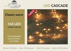 Anna's Collection Set Van 2X Stuks Cascade Draadverlichting Lichtsnoer Met 160 Lampjes Warm Wit Met 8 Lichtdraden - Lichtsnoeren - Kerstverlichting Store