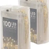 Merkloos Set Van 2X Stuks Draadverlichting Lichtsnoer Met 100 Lampjes Warm Wit Op Batterij 1000 Cm Shop