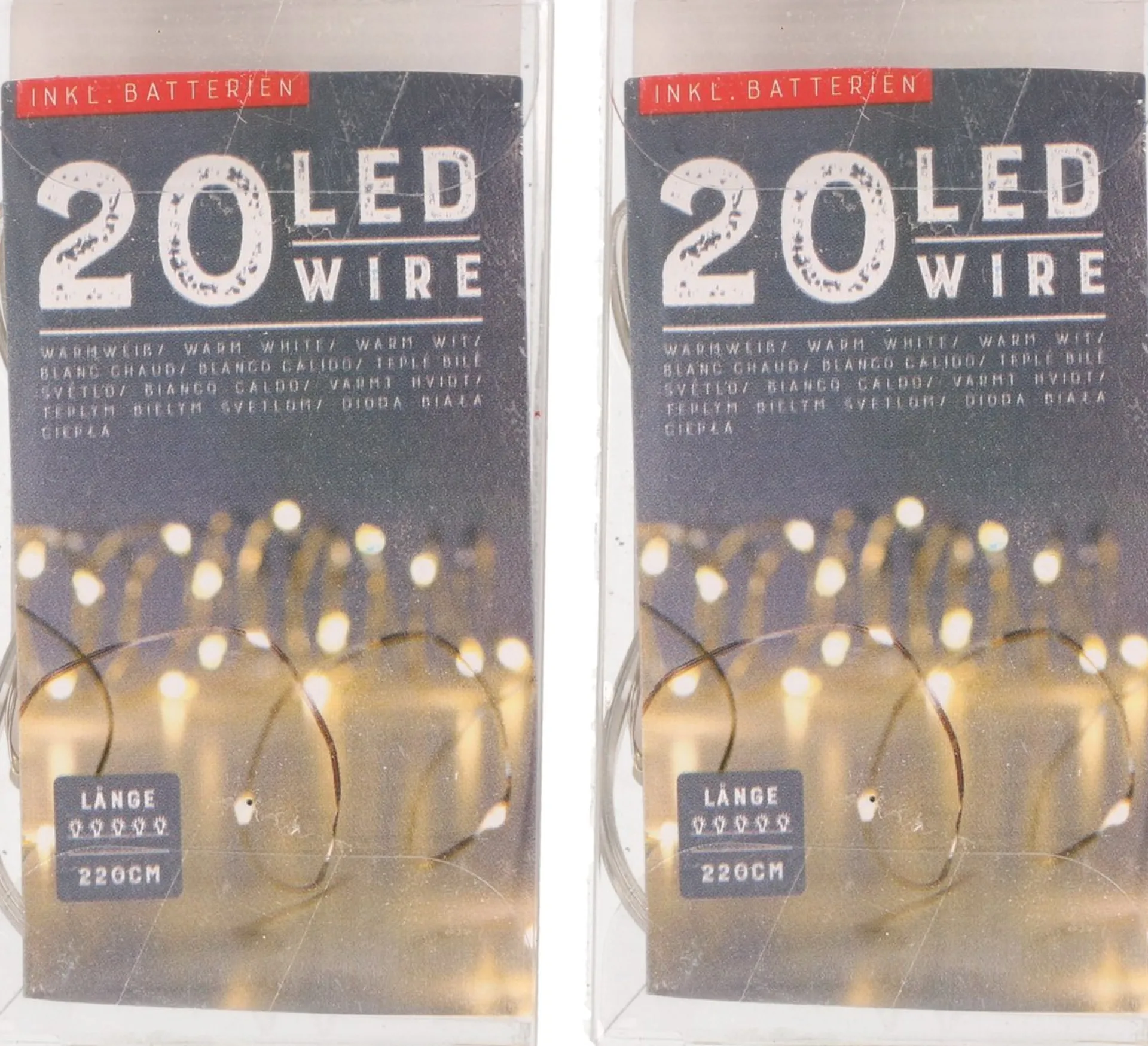 Merkloos Set Van 2X Stuks Draadverlichting Lichtsnoer Met 20 Lampjes Warm Wit 220 Cm - Lichtdraden/Lichtsnoeren - Kerstverlichting Best Sale