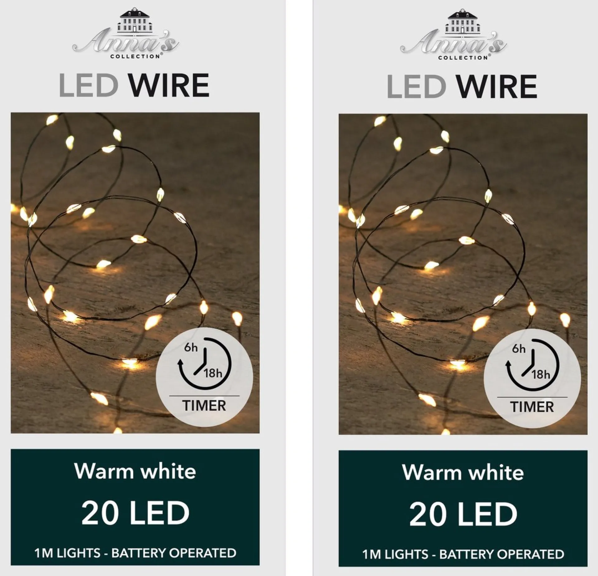 Anna's Collection Set Van 6X Stuks Draadverlichting Lichtsnoer Met 20 Lampjes Warm Wit 100 Cm - Lichtdraden/Lichtsnoeren - Kerstverlichting Store
