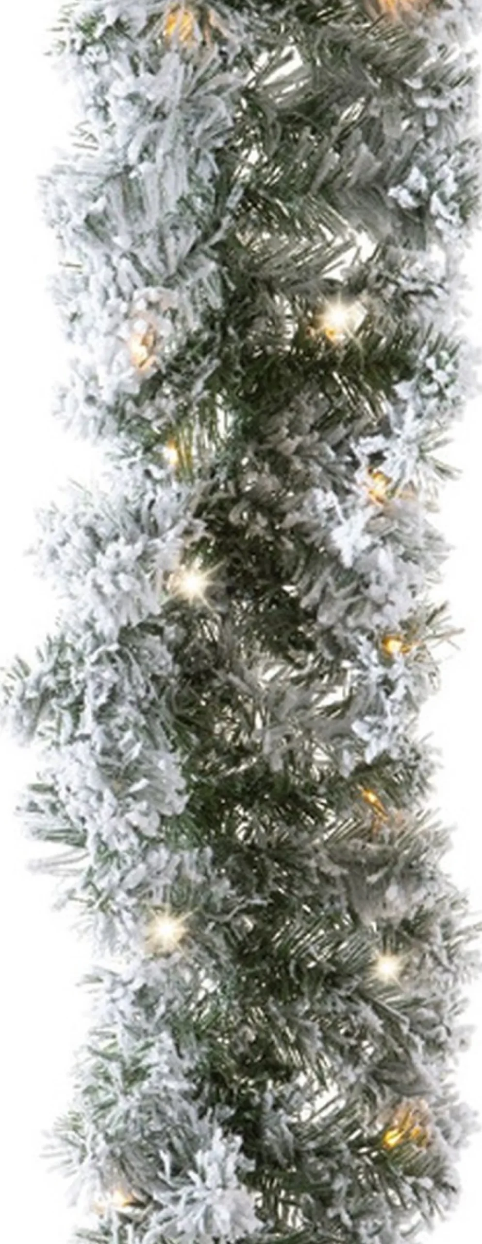 Merkloos Guirlandes>Set Van 2X Stuks Groene Dennenslingers Frosted Met Verlichting 270 Cm - Kerstslingers / Dennen Slingers Met Licht/Lampjes