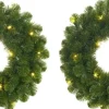 Mica Decorations Kerstkransen>Set Van 2X Stuks Groene Verlichte Kerstkransen/Deurkransen Met 30 Leds 60 Cm - Kransen Met Verlichting/Kerstverlichting
