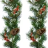 Decoris Guirlandes>Set Van 2X Stuks Kerst Dennenslinger Guirlandes Groen Met Sneeuw En Decoratie 270 Cm - Kerstslingers