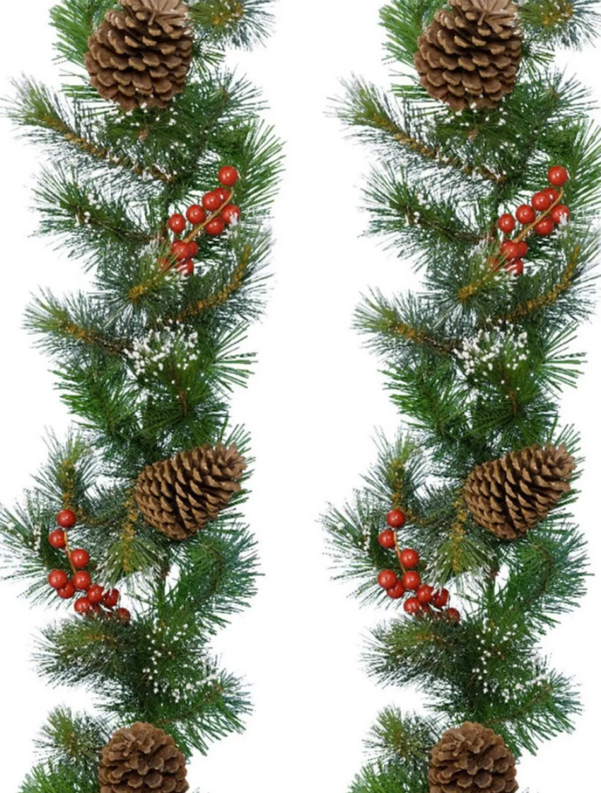 Decoris Guirlandes>Set Van 2X Stuks Kerst Dennenslinger Guirlandes Groen Met Sneeuw En Decoratie 270 Cm - Kerstslingers