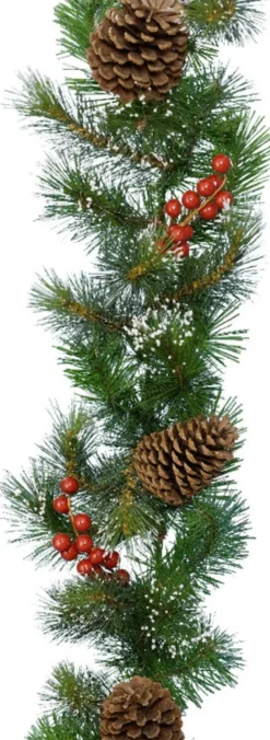 Decoris Guirlandes>Set Van 2X Stuks Kerst Dennenslinger Guirlandes Groen Met Sneeuw En Decoratie 270 Cm - Kerstslingers
