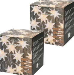 Merkloos Set Van 2X Stuks Kerstverlichting Lichtsnoer Met 10 Witte Sterren Op Batterijen - Kerst Lichtsnoeren - 135 Cm Best