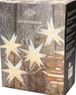 Merkloos Set Van 2X Stuks Kerstverlichting Lichtsnoer Met 6 Witte Sterren Op Batterijen - Kerst Lichtsnoeren Cheap