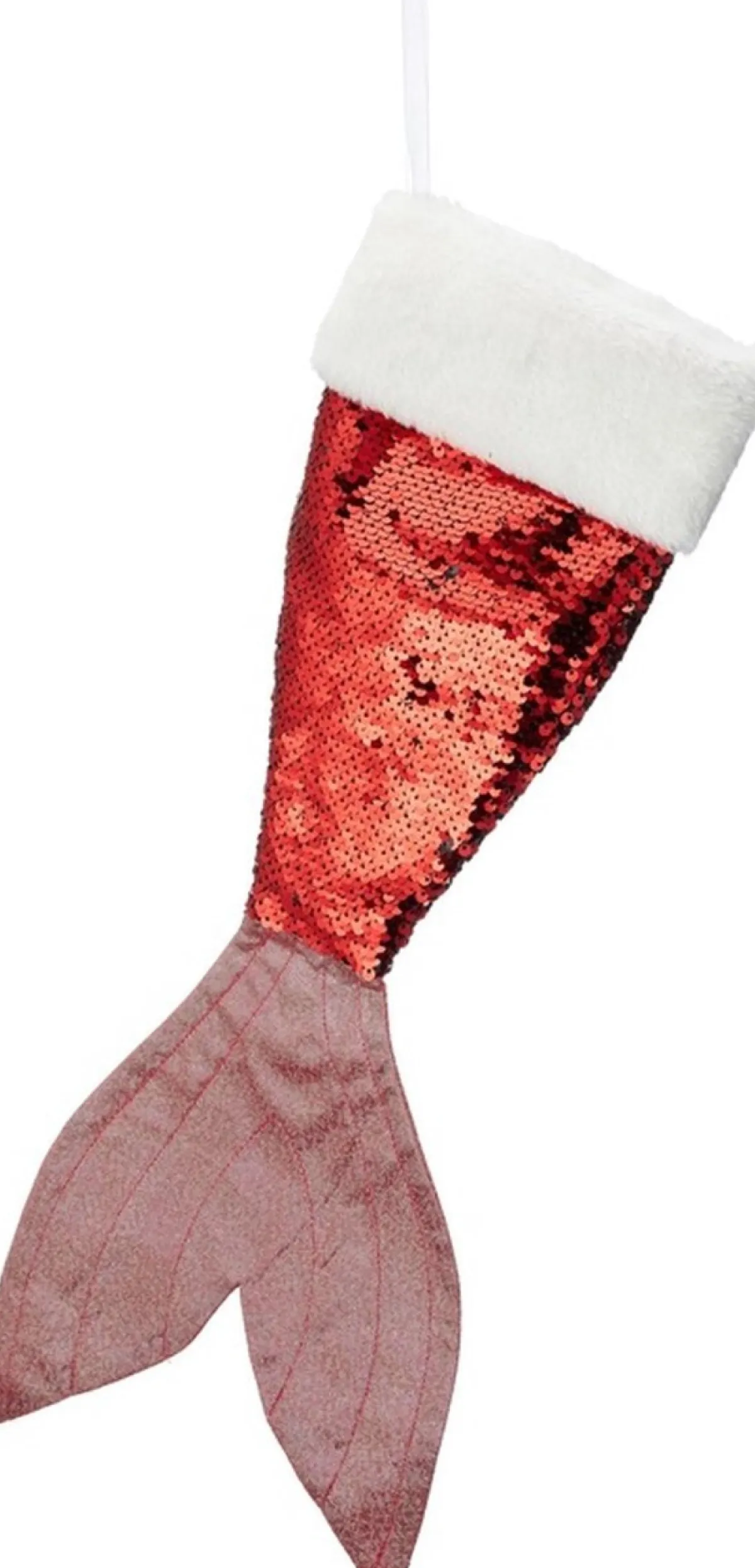 Merkloos Kerstsokken>Set Van 2X Stuks Kerstversiering Kerstsokken Zeemeerminnen Staart Goud/Rood 45 Cm