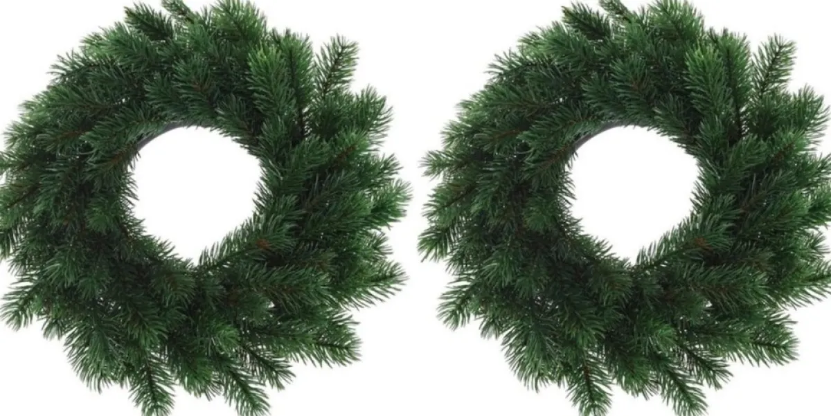 Merkloos Kerstkransen>Set Van 2X Stuks Kunst Kerstkransen Groen 35 Cm - Kerst Decoratie Kransen Van Dennetakken