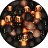 Merkloos Kerstboomversieringen>Set Van 40X Stuks Kunststof Kerstballen Mix Zwart En Koper 3 Cm - Kerstversiering