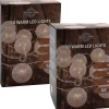 Merkloos Set Van 2X Stuks Lichtsnoer Met 10 Witte Glitter Bolletjes Warm Wit Op Batterij 135 Cm - Kerstverlichting Flash Sale