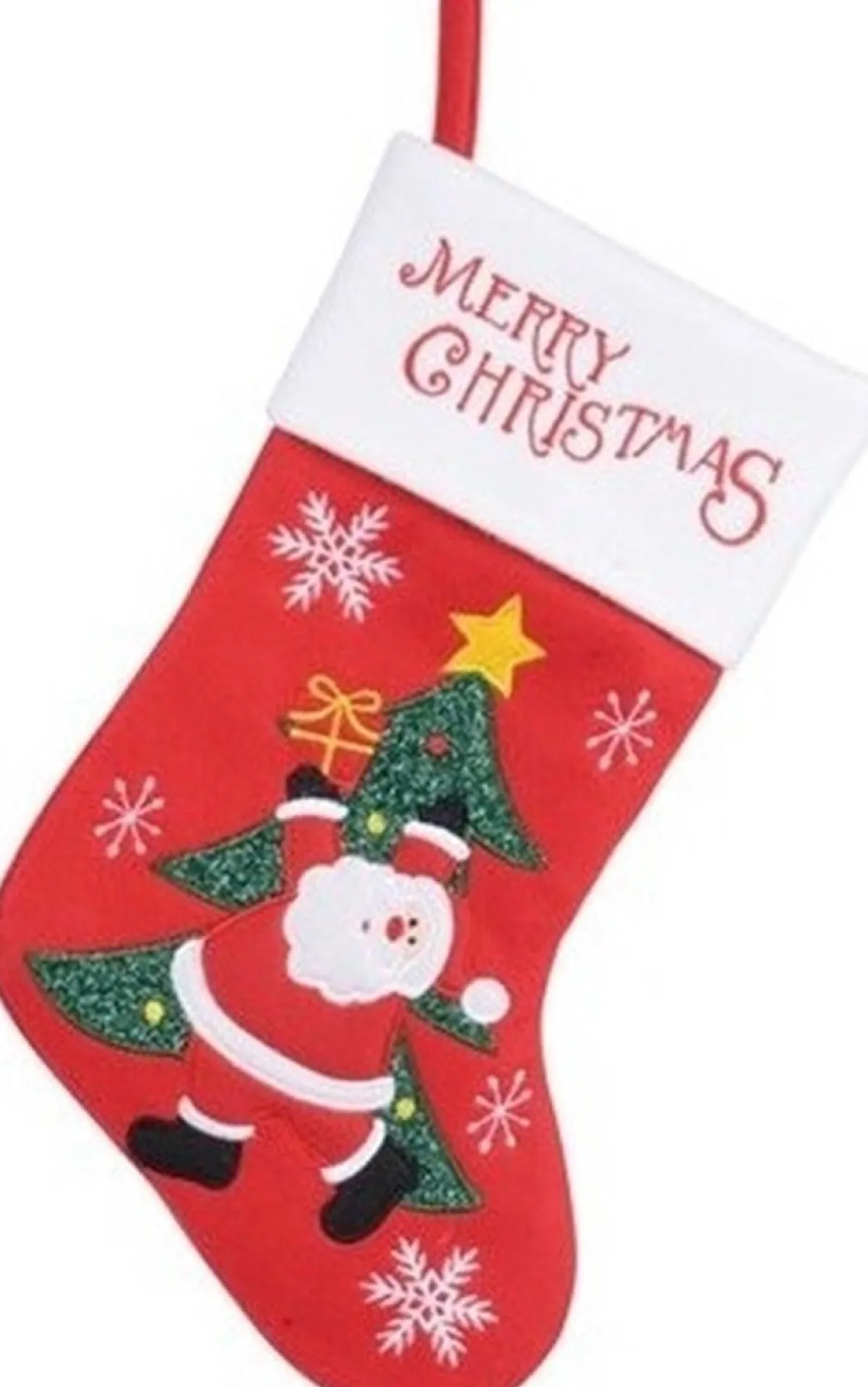 Merkloos Kerstsokken>Set Van 2X Stuks Rood/Witte Kerstsok Kerstversiering Met Kerstman/Kerstboom 40 Cm