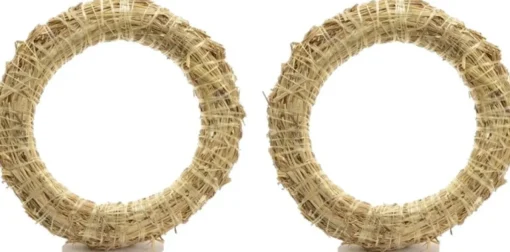 Merkloos Kerstkransen>Set Van 2X Stuks Stro Kerstkrans Om Te Decoreren 50 Cm - Kerst Deurkransen
