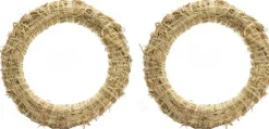 Merkloos Kerstkransen>Set Van 3X Stuks Stro Kerstkransen Om Te Decoreren 35 X 6 Cm