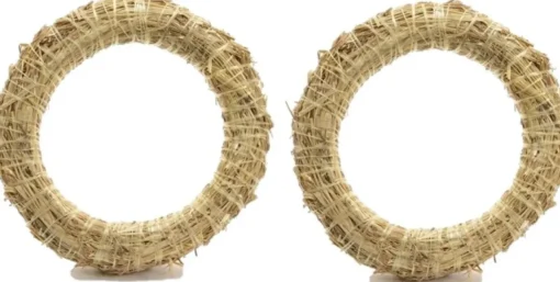 Merkloos Kerstkransen>Set Van 2X Stuks Stro Kerstkrans Om Te Decoreren 40 Cm - Kerst Deurkransen