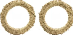 Merkloos Kerstkransen>Set Van 4X Stuks Stro Kerstkransen Om Te Decoreren 35 X 6 Cm