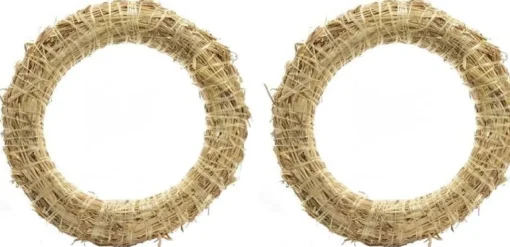 Merkloos Kerstkransen>Set Van 4X Stuks Stro Kerstkransen Om Te Decoreren 35 X 6 Cm