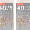Anna's Collection Set Van 2X Stuks Touwverlichting Jute Op Batterijen Met 40 Lampjes Warm Wit 220 Cm - Kerstverlichting Lichtsnoeren Kerstversiering Best