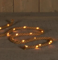 Anna's Collection Set Van 2X Stuks Touwverlichting Jute Met 80 Lampjes Warm Wit 600 Cm Met Timer - Kerstverlichting Lichtsnoeren Kerstversiering Online