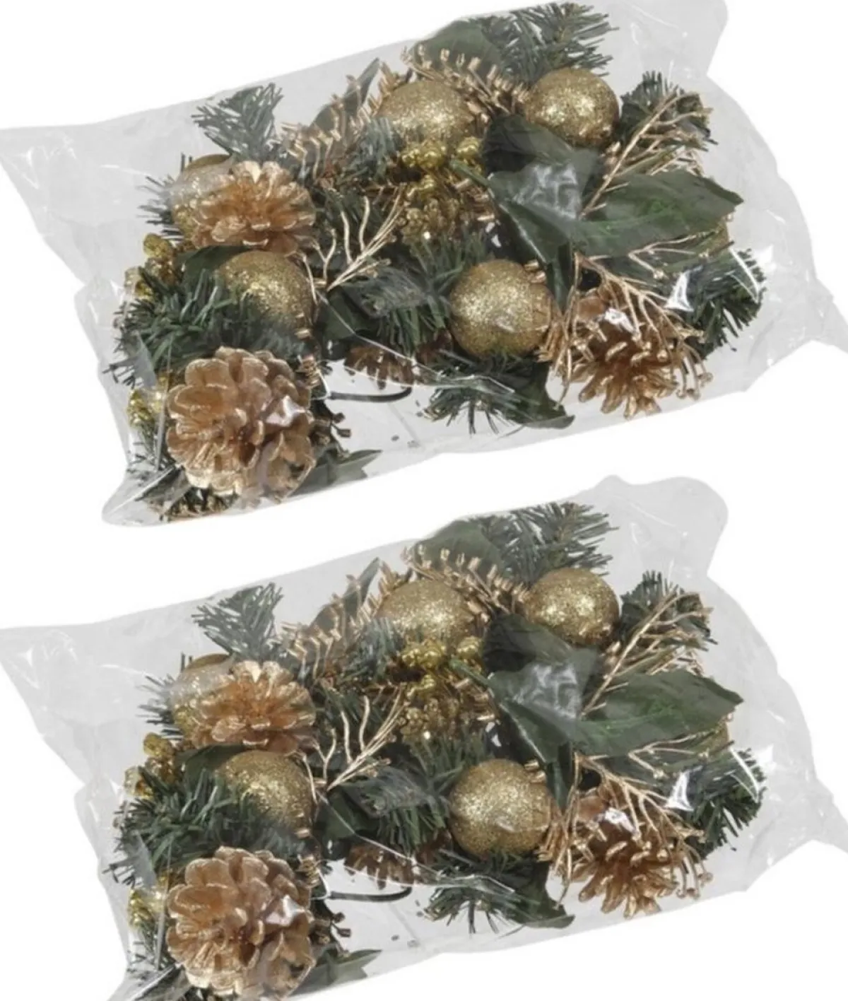 Merkloos Kerststukjes>Set 12X Gouden Decoraties Op Stekers 12 Cm - Kerststukje Onderdelen/Stekertjes - Kerstversiering/Kerstdecoratie