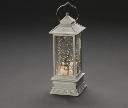 Konst Smide Sneeuwlantaarn Voor Binnen - Klassieke Stijl - Sneeuwpop - Warmwit - 10.5 X 27.5 Cm - Kerstlantaarn - Verlichting Op Batterijen - Timer - 3000K - Kerstverlichting Flash Sale