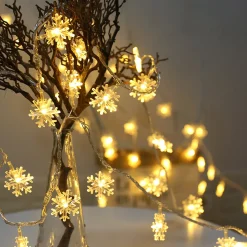 JS2DEAL Sneeuwvlokjes Kerst Verlichting Led Licht Usb Aansluiting - 6 Meter 40 Ledjes - Warm Wit Licht Hot