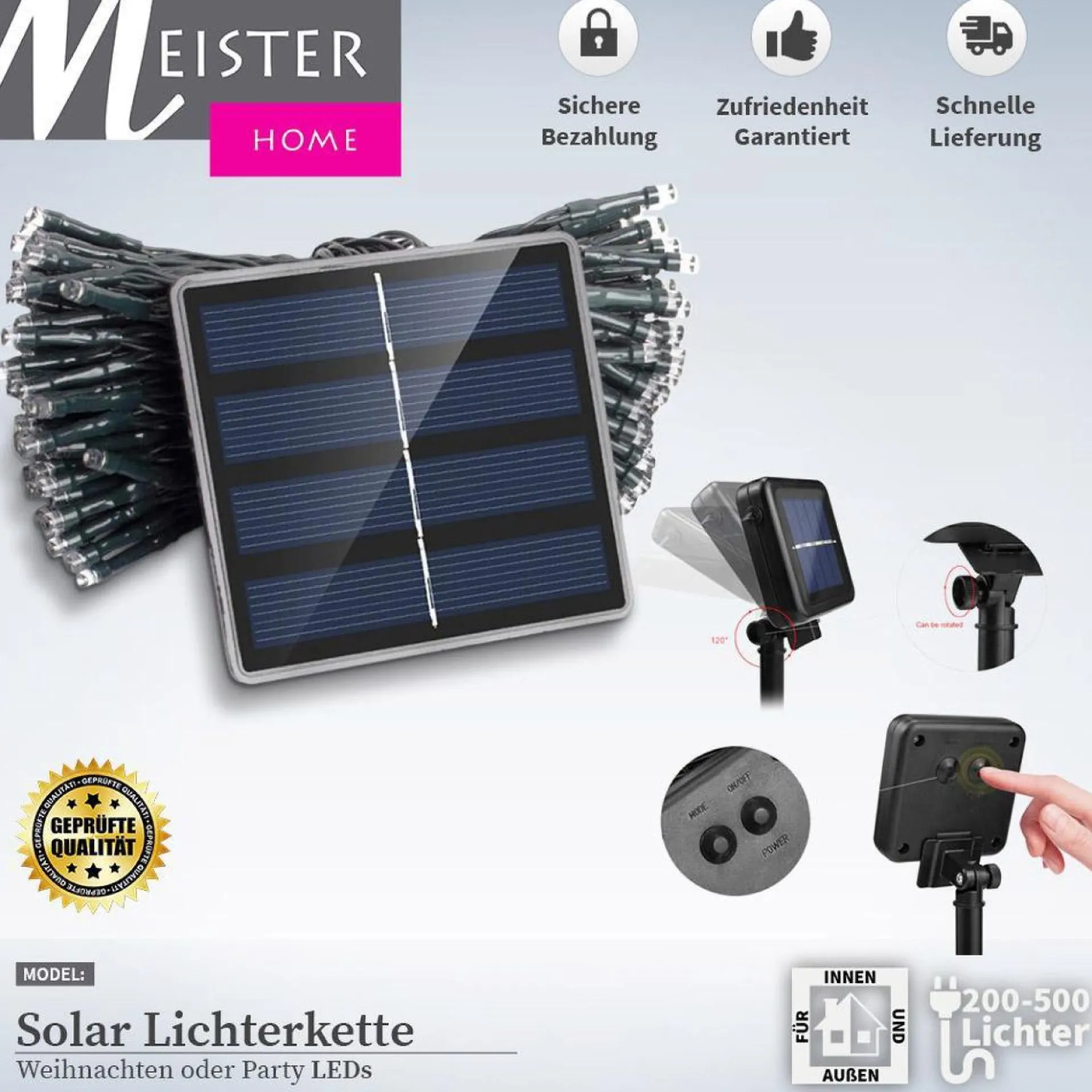 Meisterhome Solar Led 200 Stuks Warm Wit Buitenverlichting Tuinverlichting Party Clearance