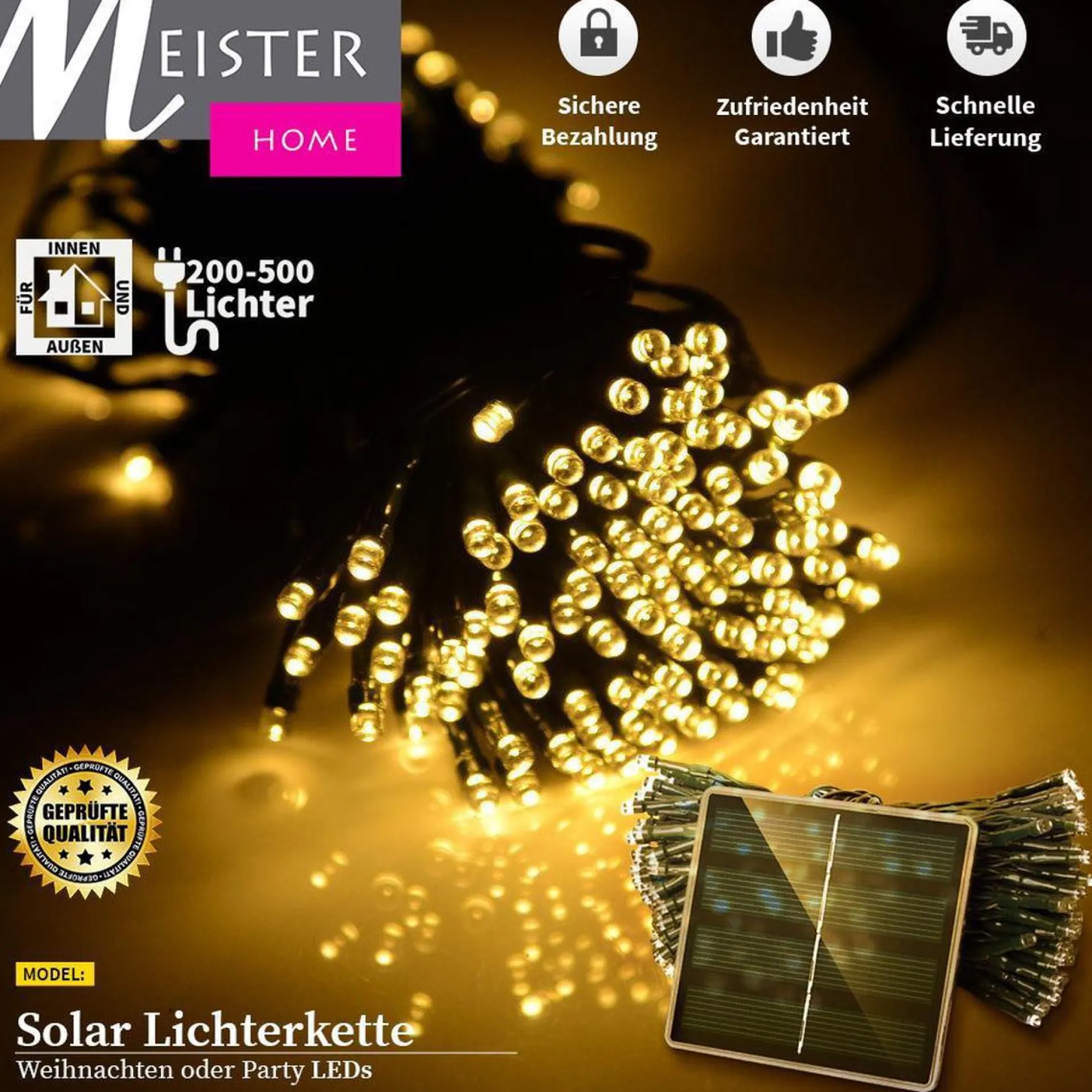 Meisterhome Solar Led 200 Stuks Warm Wit Buitenverlichting Tuinverlichting Party Clearance
