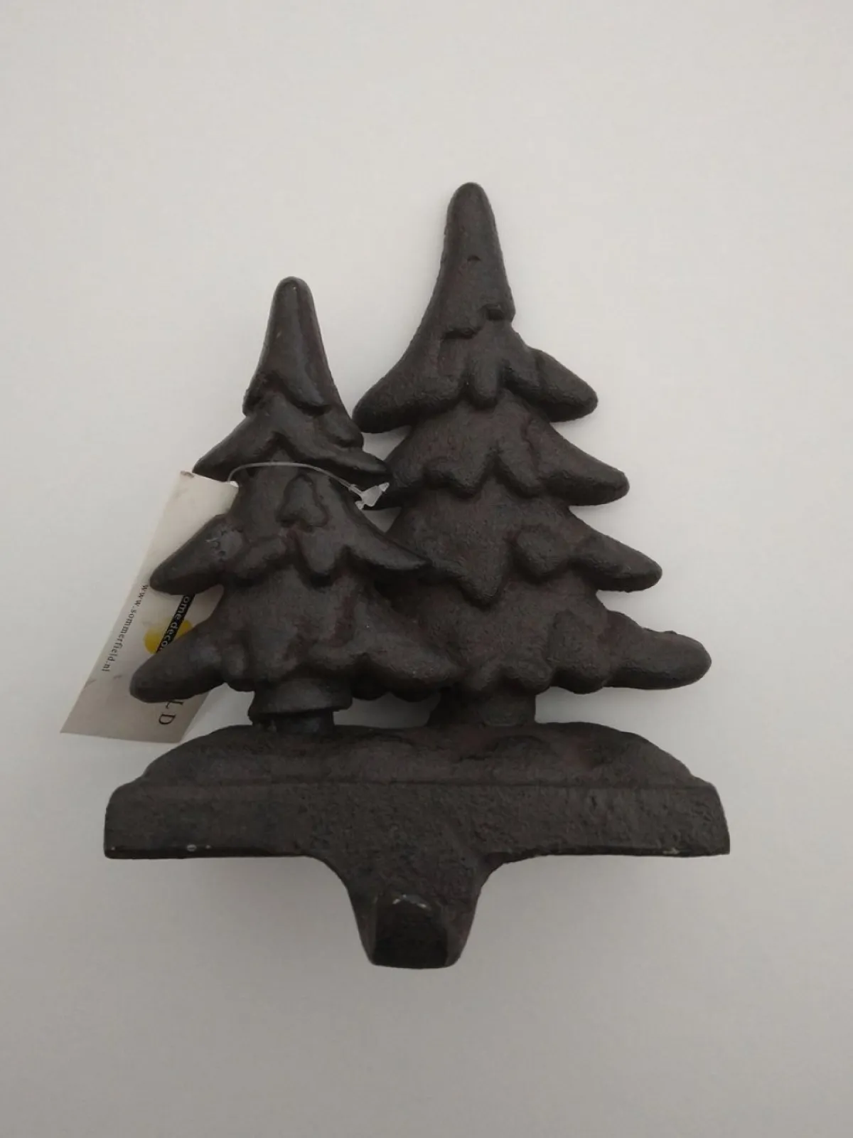 Sommerfield Kerstkransen> | Kranshanger Ophanghaak Voor Op Kast E.D., (Krans) Haak En Dubbele Kerstboom | Gietijzer | Zwart/Roestbruin