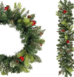 springos Guirlandes></noscript> Guirlande - Kerstslinger Deluxe - 1 Meter - Groentinten
