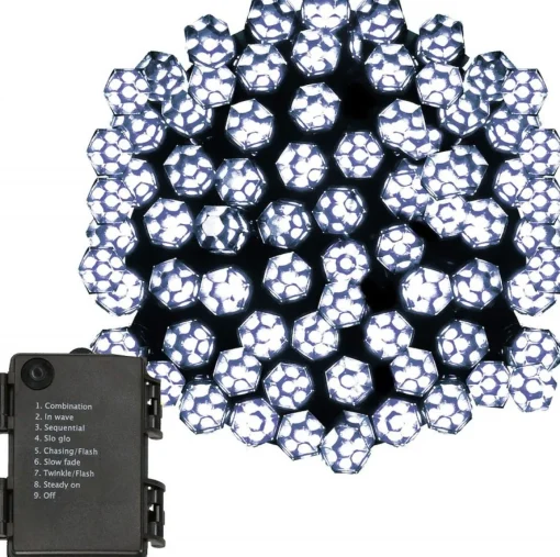 springos Kerstverlichting | Binnen & Buiten | Kristalvorm | 9 M | Batterij | 120 Led | Koel Wit Discount