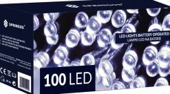 springos Kerstverlichting | 10,5 M | Batterij | 100 Led | Koel Wit Store