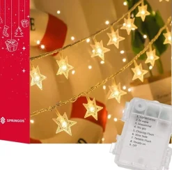 springos Kerstverlichting - Ster - Binnen & Buiten - 5 M - Batterij - 50 Led - Warm Wit Flash Sale