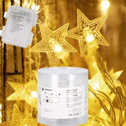 springos Kerstverlichting - Ster - Binnen & Buiten - 5 M - Batterij - 50 Led - Warm Wit Flash Sale