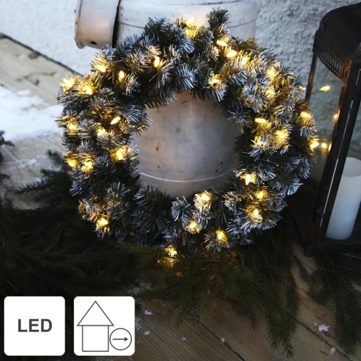 Star Trading Kerstkransen> Kerstkrans Voor Deur | Kerstkrans Met Verlichting 50 Cm | Led-Krans Kerstmis | Verlichte Kransdeco | Kerstkrans Deurkrans | Kerstkrans Led | Krans Deur Kerst