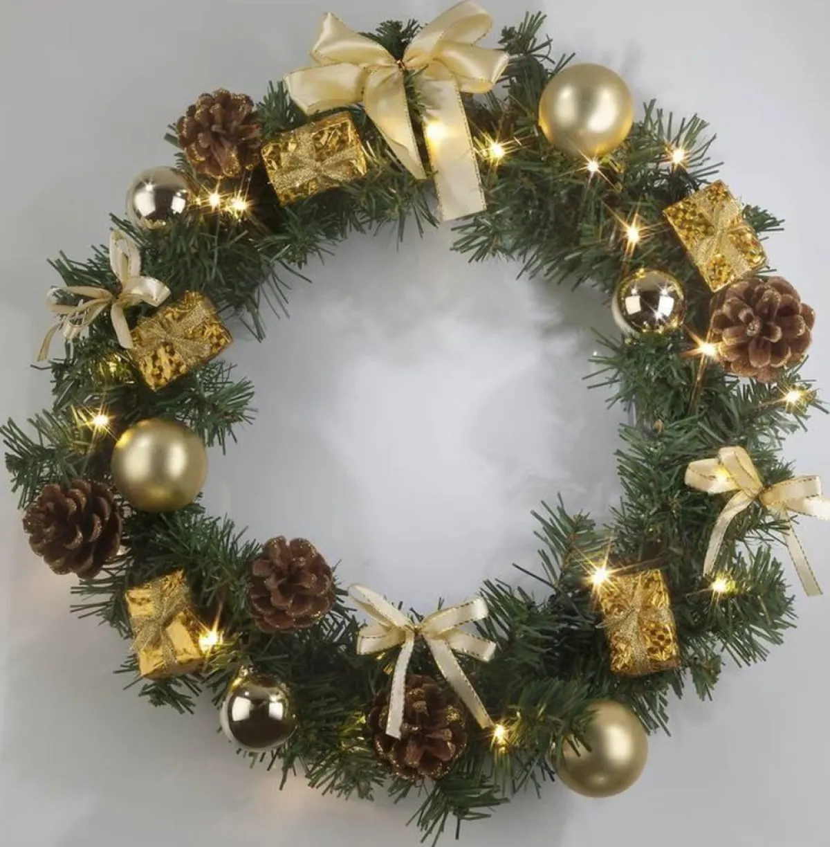 Star Trading Kerstkransen> Led-Kerstkrans, 40 Cm Diameter, Warmwit Licht, Rood