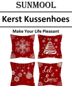 SUNMOOL Kerstkussens></noscript> Kerst Kussenhoes - Kussenhoes - Pillow Cover - 45 X 45Cm 4Stuks