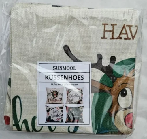 SUNMOOL Kerstkussens> Kerst Kussenhoes - Kussenhoes - Pillow Cover - 45 X 45Cm 4Stuks
