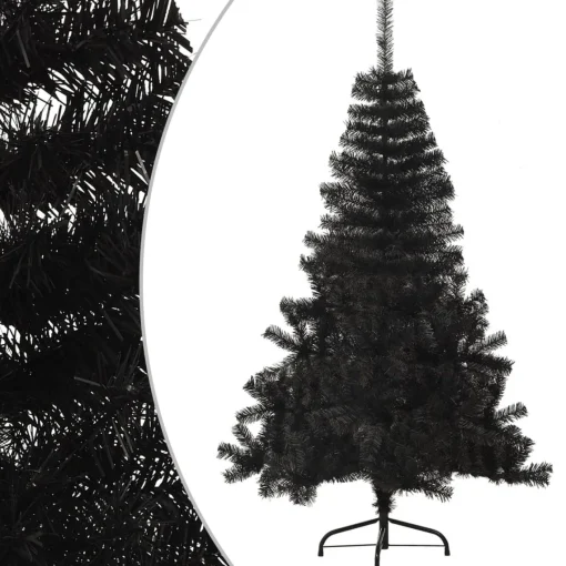 The Living Store Halve Kunstkerstboom - 150 Cm - Pvc/Staal Zwart Flash Sale