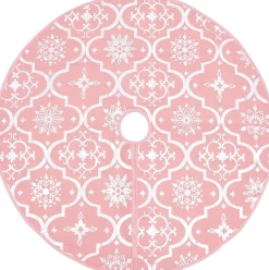 The Living Store Kerstboomrok 90 Cm - Met Sneeuwpatroon - Inclusief Kerstsok Roze Cheap