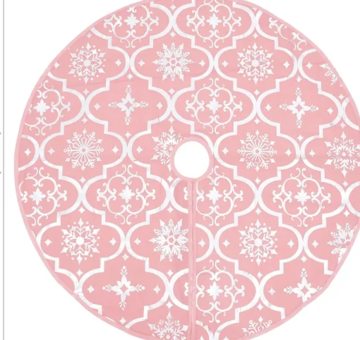 The Living Store Kerstboomrok 90 Cm - Met Sneeuwpatroon - Inclusief Kerstsok Roze Cheap