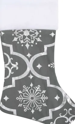 The Living Store Kerstboomrok 90 Cm - Sneeuwpatroon - Inclusief Kerstsok Grijs Discount