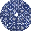 The Living Store Kerstboomrok 150 Cm Diameter - Met Sneeuwpatroon - Inclusief Kerstsok Blauw Online
