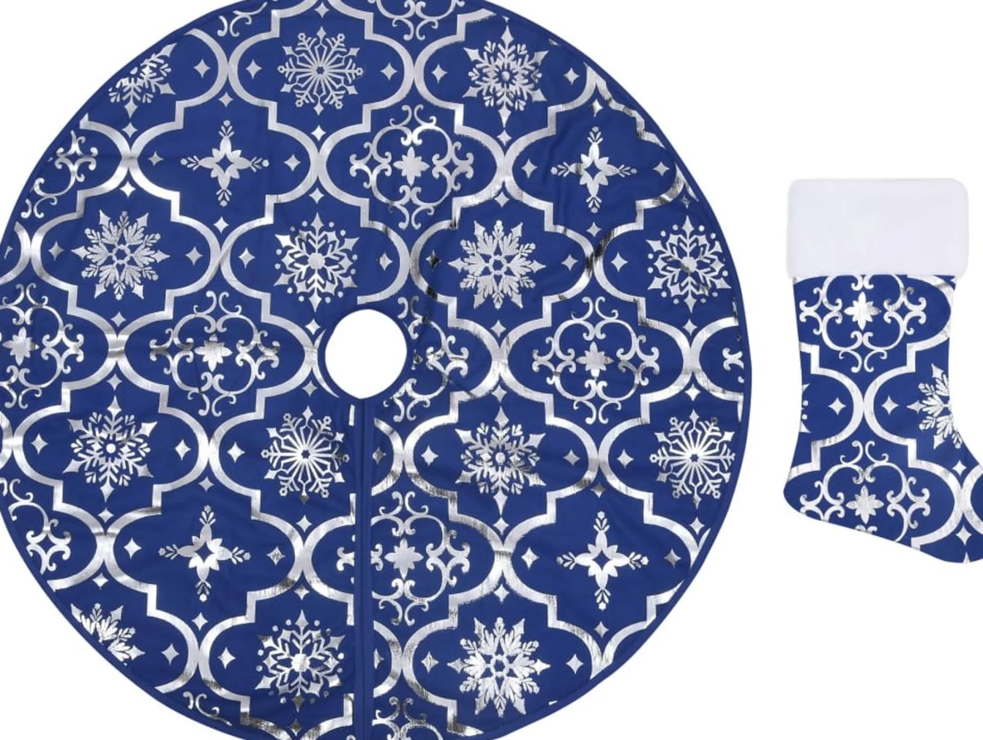The Living Store Kerstboomrok 150 Cm Diameter - Met Sneeuwpatroon - Inclusief Kerstsok Blauw Online