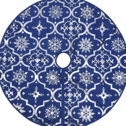 The Living Store Kerstboomrok 150 Cm Diameter - Met Sneeuwpatroon - Inclusief Kerstsok Blauw Online