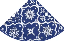 The Living Store Kerstboomrok 150 Cm Diameter - Met Sneeuwpatroon - Inclusief Kerstsok Blauw Online